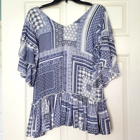 Neiman Marcus Pure Nordic Bistro Cuba-Print Top - Picture 4 of 9